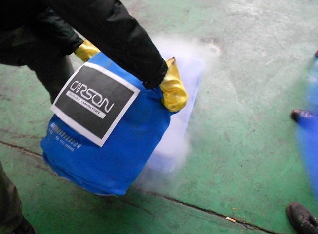 What should we wear when using liquid nitrogen?